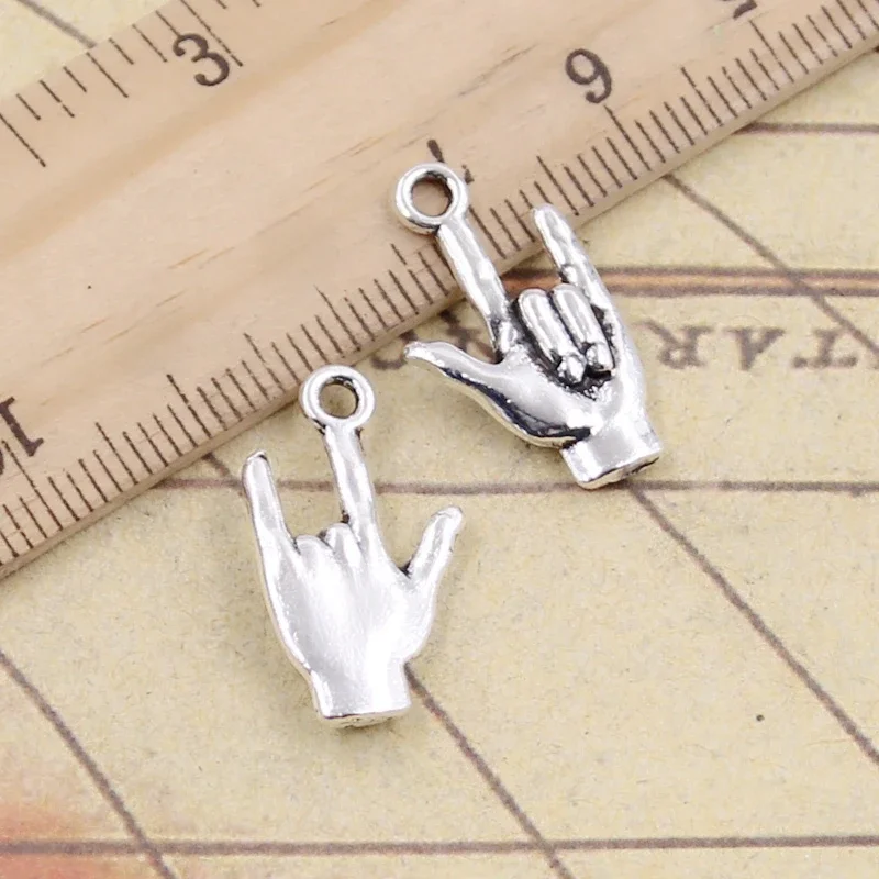 20 sztuk Charms Palm kocham cię ręcznie 22x13mm tybetański brąz kolor srebrny wisiorki antyczna biżuteria Making DIY Handmade Craft wisiorek — zdjęcie 2