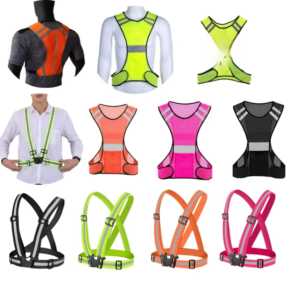 AliExpress NONE High Visibility Reflective Vest Reflective Straps Night Running Cycling Clothing Vest Adjustable Safety Vest Riding Equipment