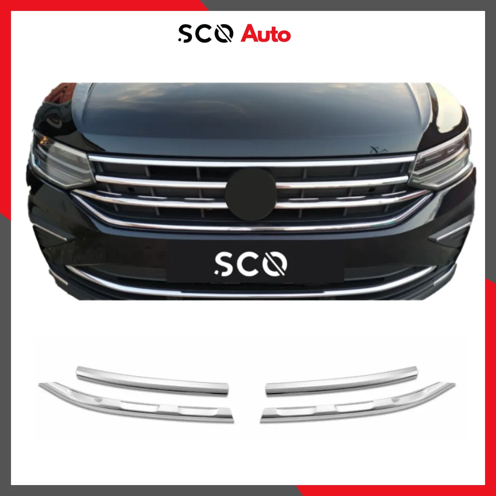 Chrome Grille for Volkswagen Tiguan 2 Pieces Stainless Steel 4 Pieces Exterior Car Accessory Auto Modification for Tiguan 20-21