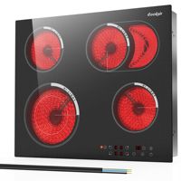 Glass Ceramic Hob 4 Plates, Cooksir Hob Self-Sufficient, 59 cm, Hob 4, Sensor Touch Control, Timer, Lock, Overheating Protection