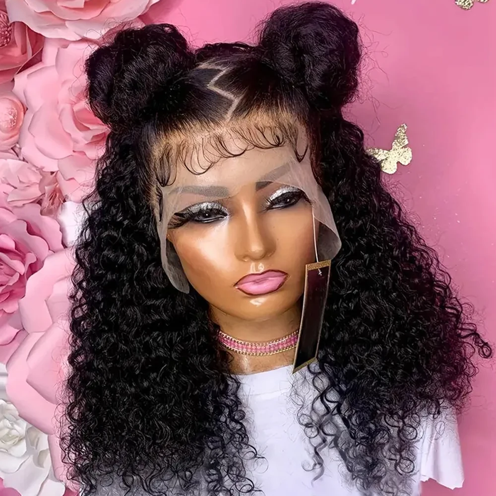 12A مجعد موجة الدانتيل شعر مستعار أمامي 100% غريب مجعد البرازيلي الشعر البشري HD شفافة 13x4 13x6 الدانتيل 250% الكثافة شعر مستعار أسود طبيعي #1