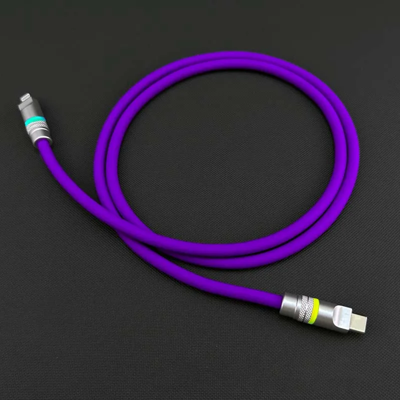 PD100W Soft Silicone Smart Light Type C Fast Charging Cable for iphone 15 Huawei Samsung Xiaomi Wire Cord