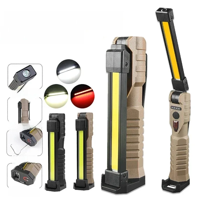 Lampe de poche LED pliable Portable, aimant puissant COB, lampe de travail de Type C, projecteur d'urgence Rechargeable, lanterne de Camping en plein air