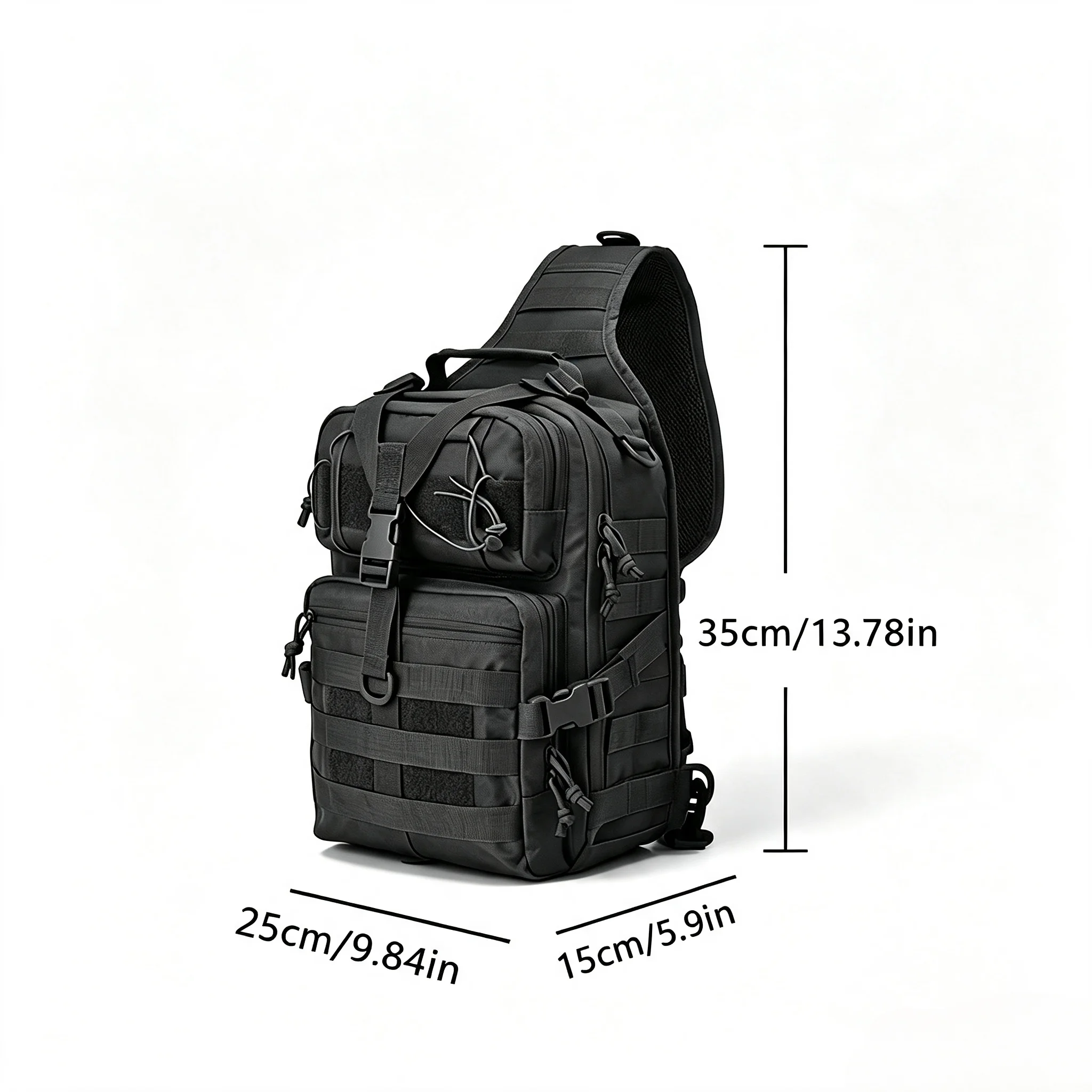 Taktische Umhängetasche für Herren, robuste Oxford-Brusttasche mit verstellbarem Riemen, geräumiger Alltags-Umhängetaschenrucksack zum Wandern, Ca – Detail 3