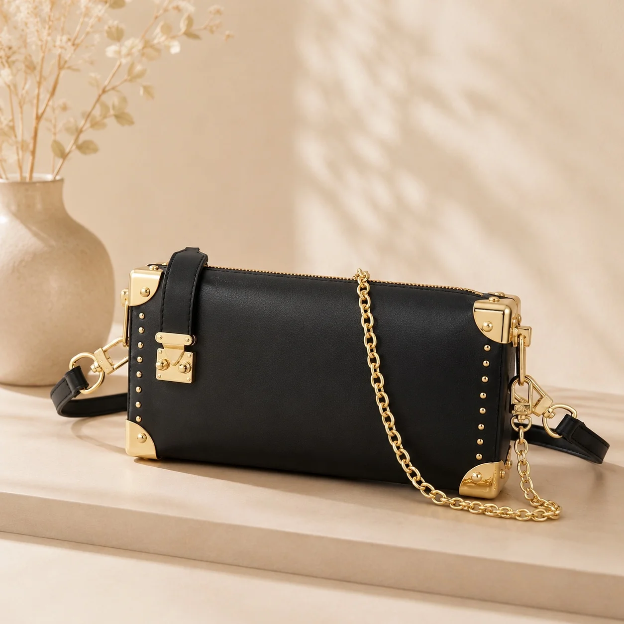

2026 New Luxury down details Site Trunk Bag Horizontal Style Small Box Bag 23 x 12cm