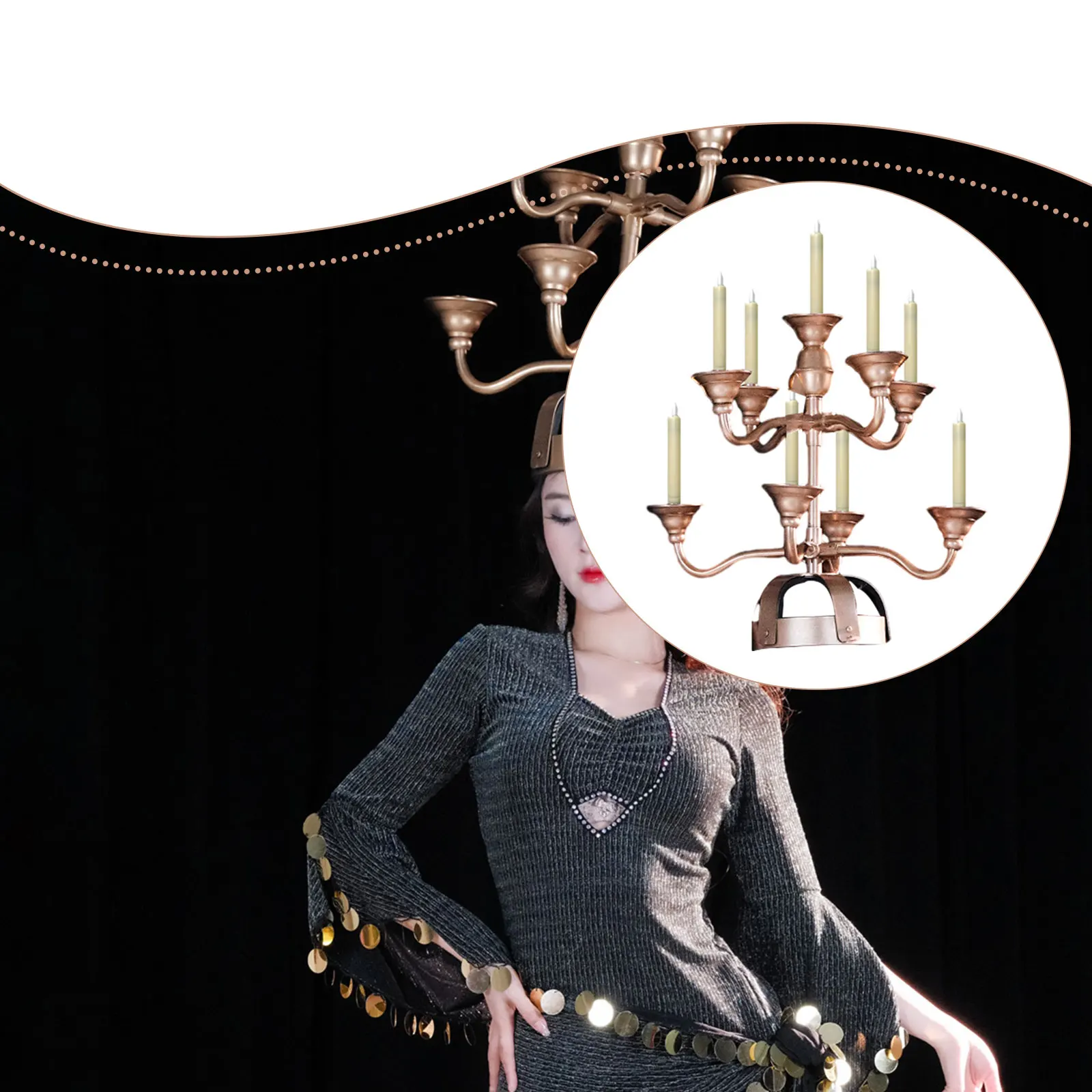 حامل شموع الرقص الشرقي شمعدان أنيق وخفيف الوزن ومتميز ملحقات الرقص الاحترافية على الرأس دعامة أداء المسرح