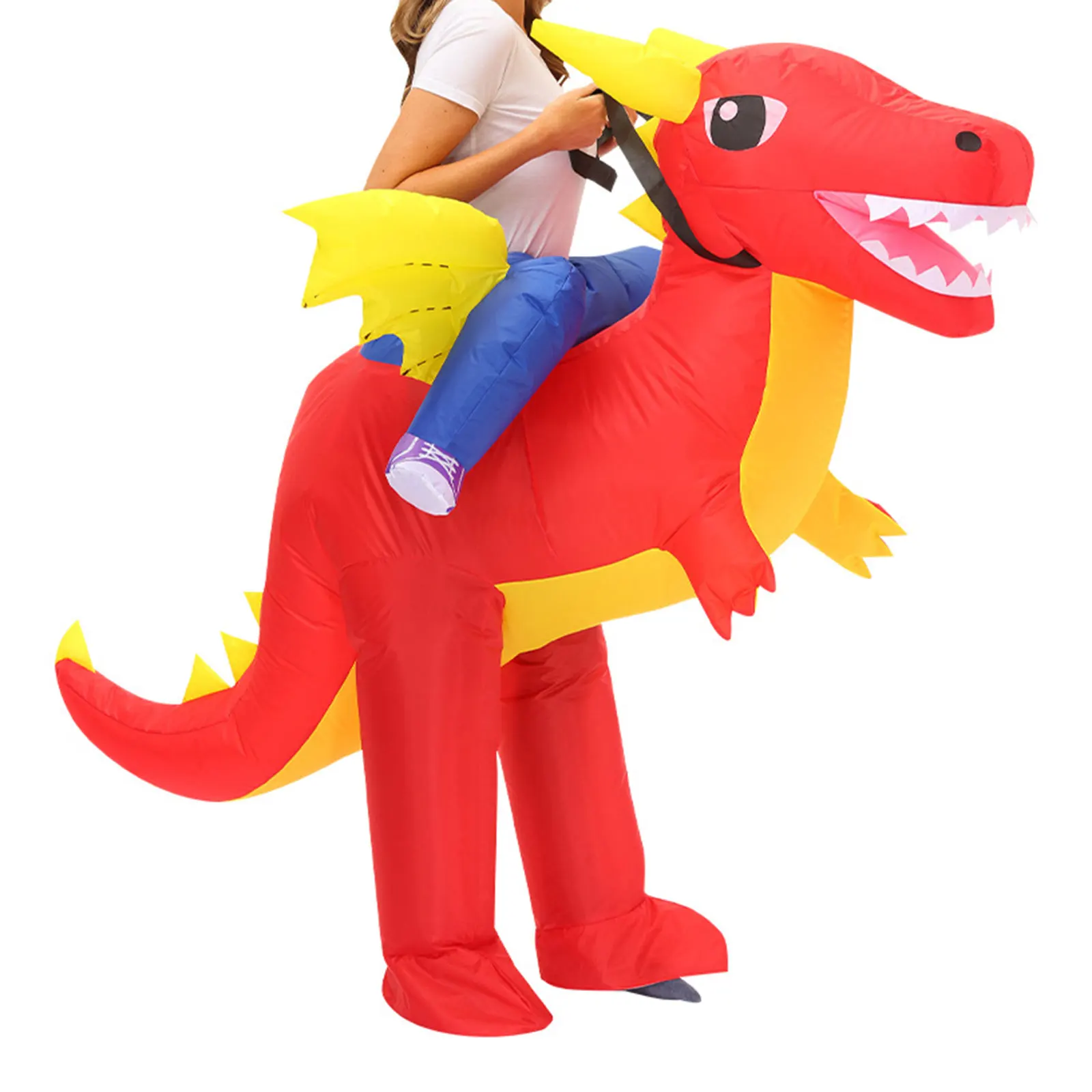 Disfraz de caballo inflable, disfraz de Halloween, Cosplay, paseo en Triceratops, traje inflable para actuación de Festival, Carnaval