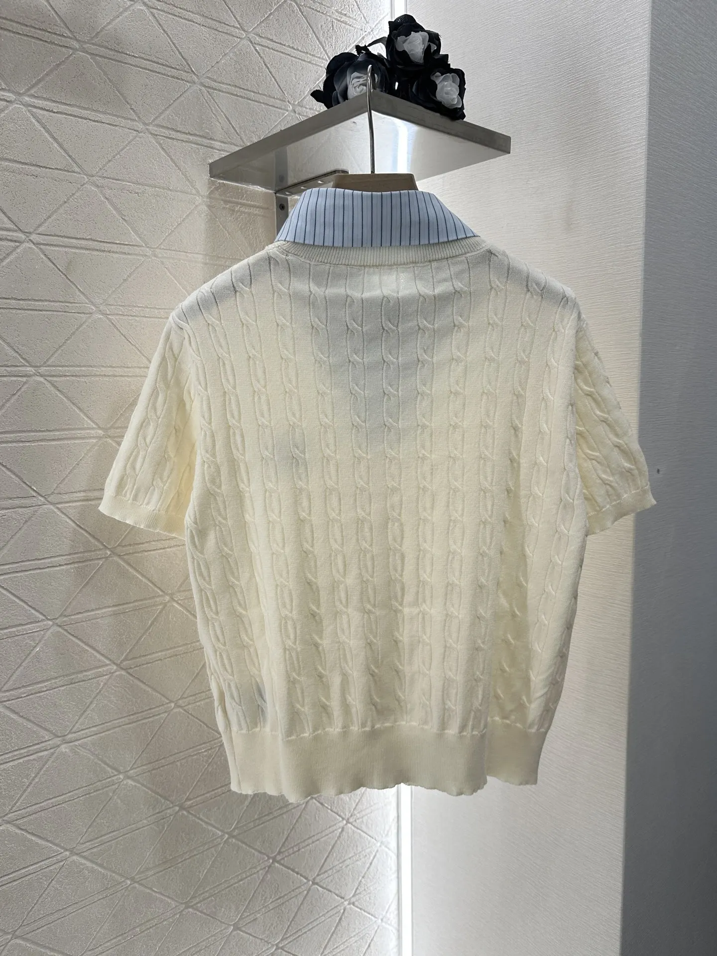 

2025 New Linen Yarn Contrast Two Piece Knitted Top 169