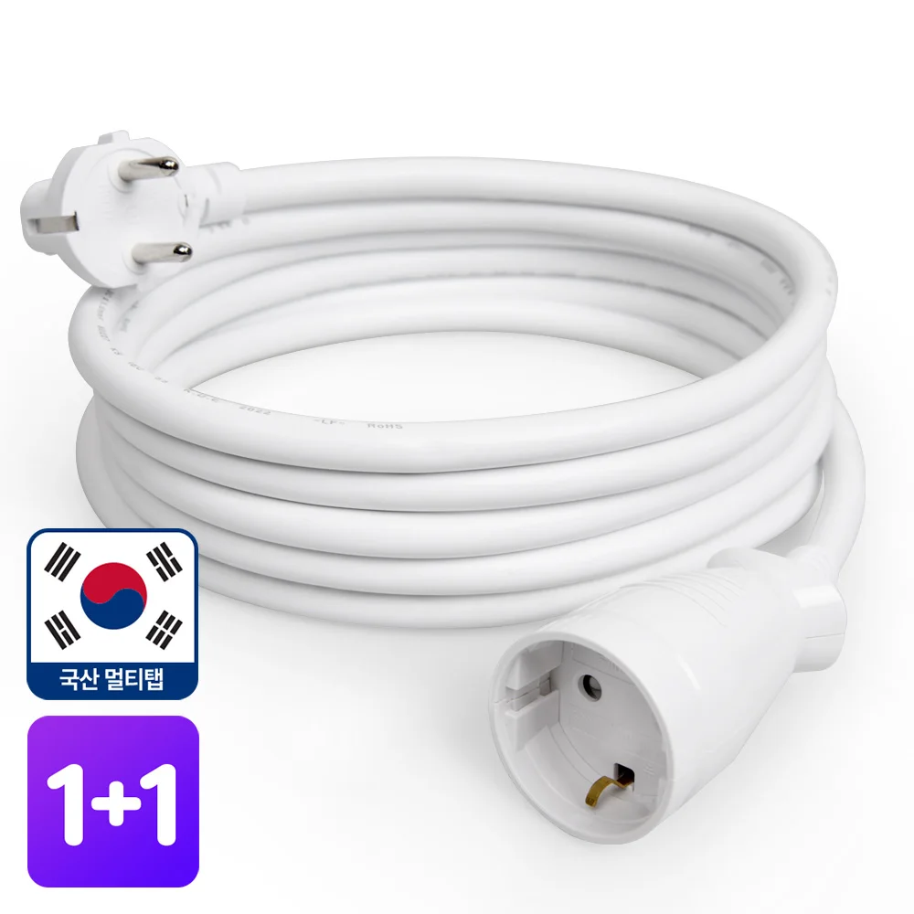 1+1 Domestic 10A Extension Cord Safety Multi-outlets 1-Outlet 5m (Round)