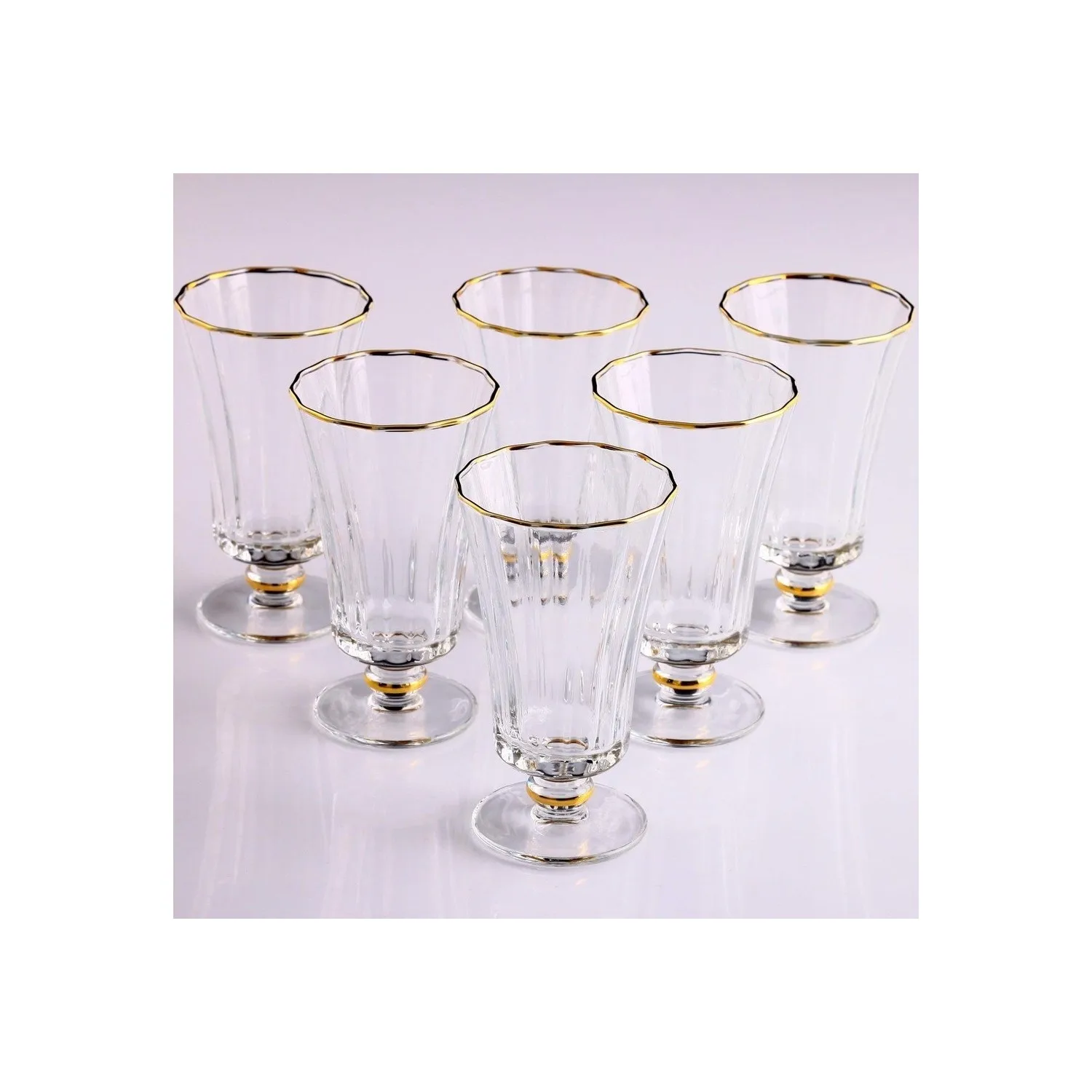 6 Piece Gold Gilded Coffee Side Water Glasses Elegant Colored Glass Set for 6 people Free Fast Shipping