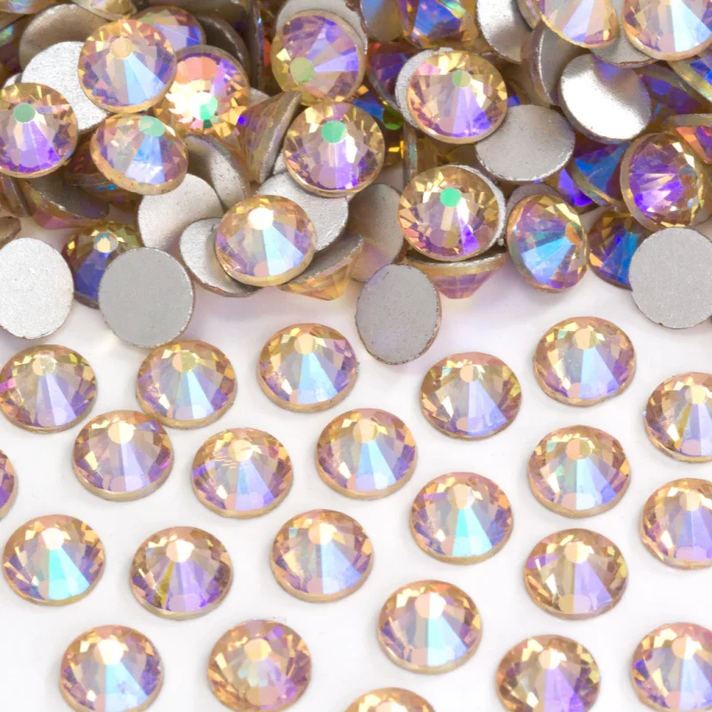 Sapphire AB Champagne AB SS16 SS20 Crystal Glass Flatback Rhinestones For Nails Makeup Bags Shoes Clothes Decoration DIY