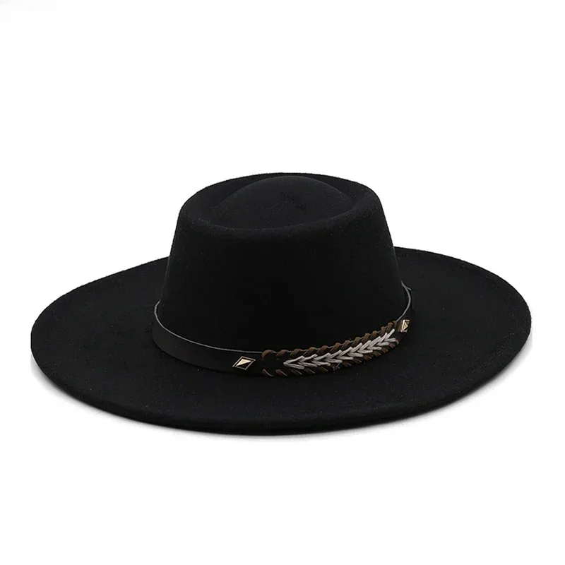 Brytyjski styl czuł kapelusze Fedoras dla kobiet9.5cm szerokie rondo mężczyźni formalne luksusowe czapki jazzowe melonik ślub kapelusz derby Chapeau Femme — zdjęcie 2