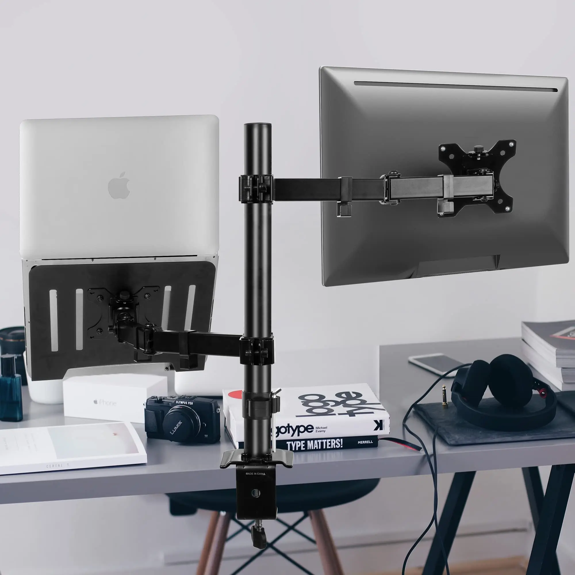 Notebook monitora suporte articulado, suporte 2 tabela, 13 polegadas, 27 polegadas, VESA com ajuste de junta, altura preta para computador