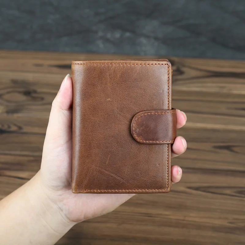 Men Genuine Leather Wallet Rfid Credit Card Coin Pocket Mini Money Bag Short Small Purse Minimalist Wallet for Male