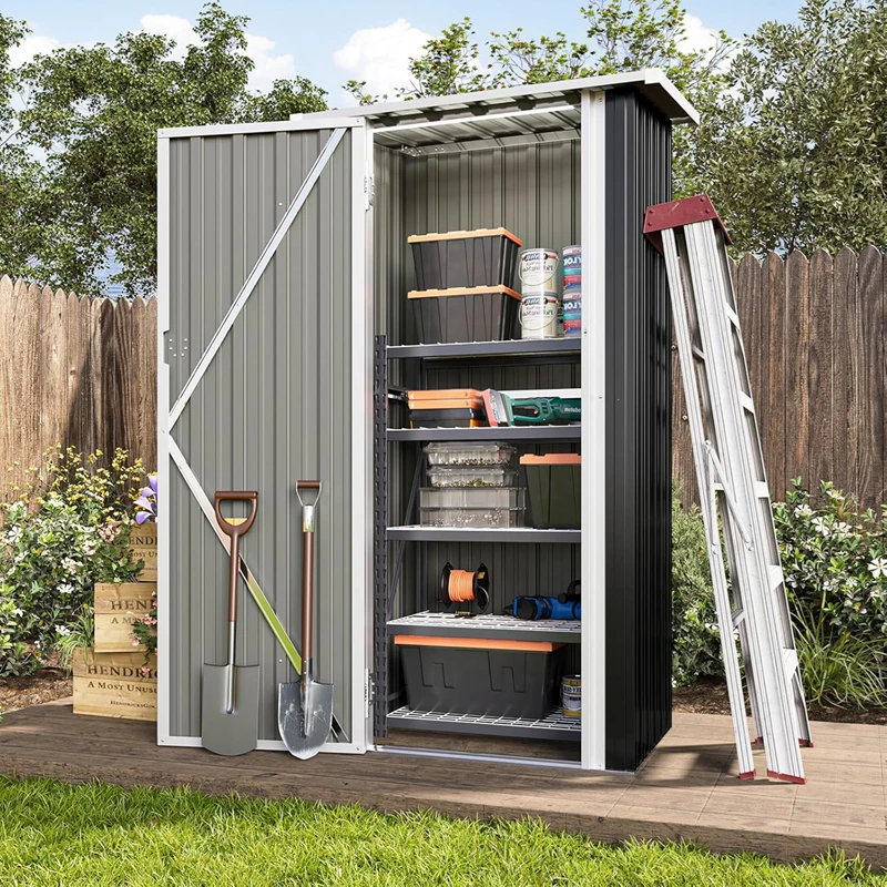 Aoxun Caseta de Almacenamiento Metálica para Exteriores 3'x2.1' con Puertas con Cerradura, Caseta de Herramientas de Acero para Jardín, Patio y Terraza