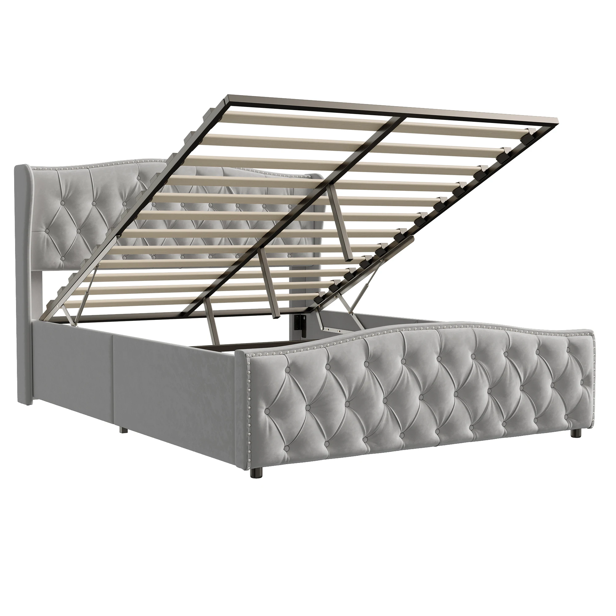 Creahappy, 140 x 190 cm Erwachsenenbett, Doppelbett, Bettgestell mit großem Stauraum, Schlafzimmerbett, Gästebett, Apartmentbett, Platzsparendes Bett, Jugendbett, Mietbett, Ferienmietbett, leicht zu