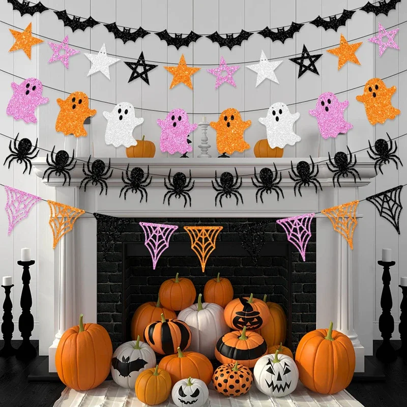 Halloween Party Banner Girlanden Cartoon Geist Fledermaus Spinne hängen Ammer für Halloween Home
