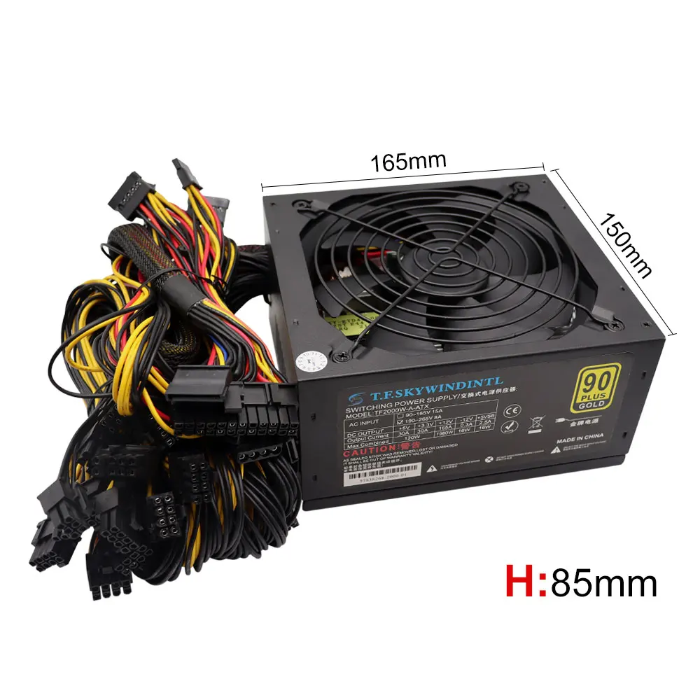 2000W Power Supply 2000W ATX Antminer PSU 2000W ATX Computer Power Supply For Mining Machine Support 8 Pieces Graphics Card