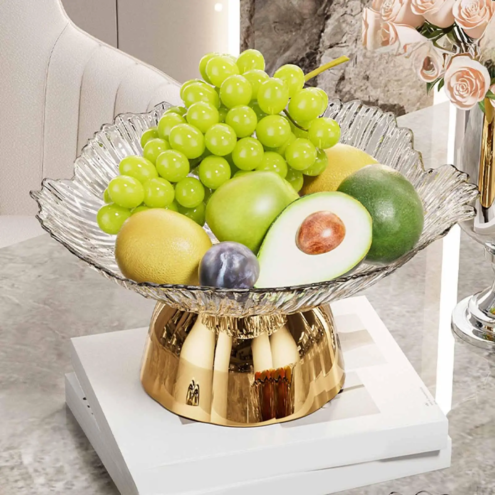 Pedestal Fruit Bowl Vegetable Holder Practical Creative Trendy Footed Fruit Basket Storage Tray for Dinning Room Wedding Home