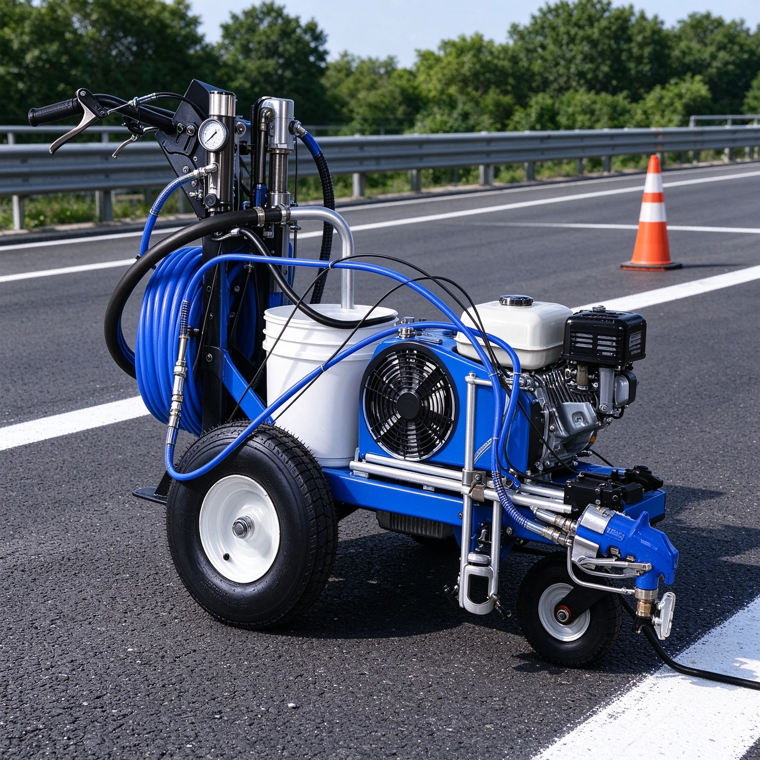 Road Line Striper Hand Push Thermoplastic Marking Machine With Integrated Bead Sprayer For Crosswalk Zebra Line Painting