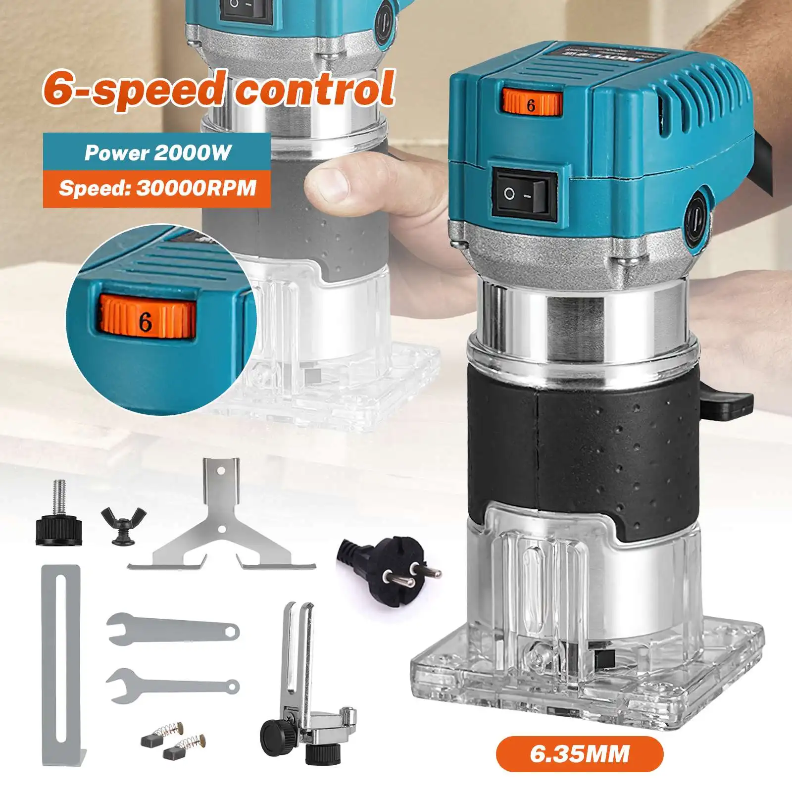 Recortadora eléctrica para carpintería, máquina cortadora multifuncional, enrutador de madera, fresadora, grabado, ranuradora, herramienta enrutadora de tallado