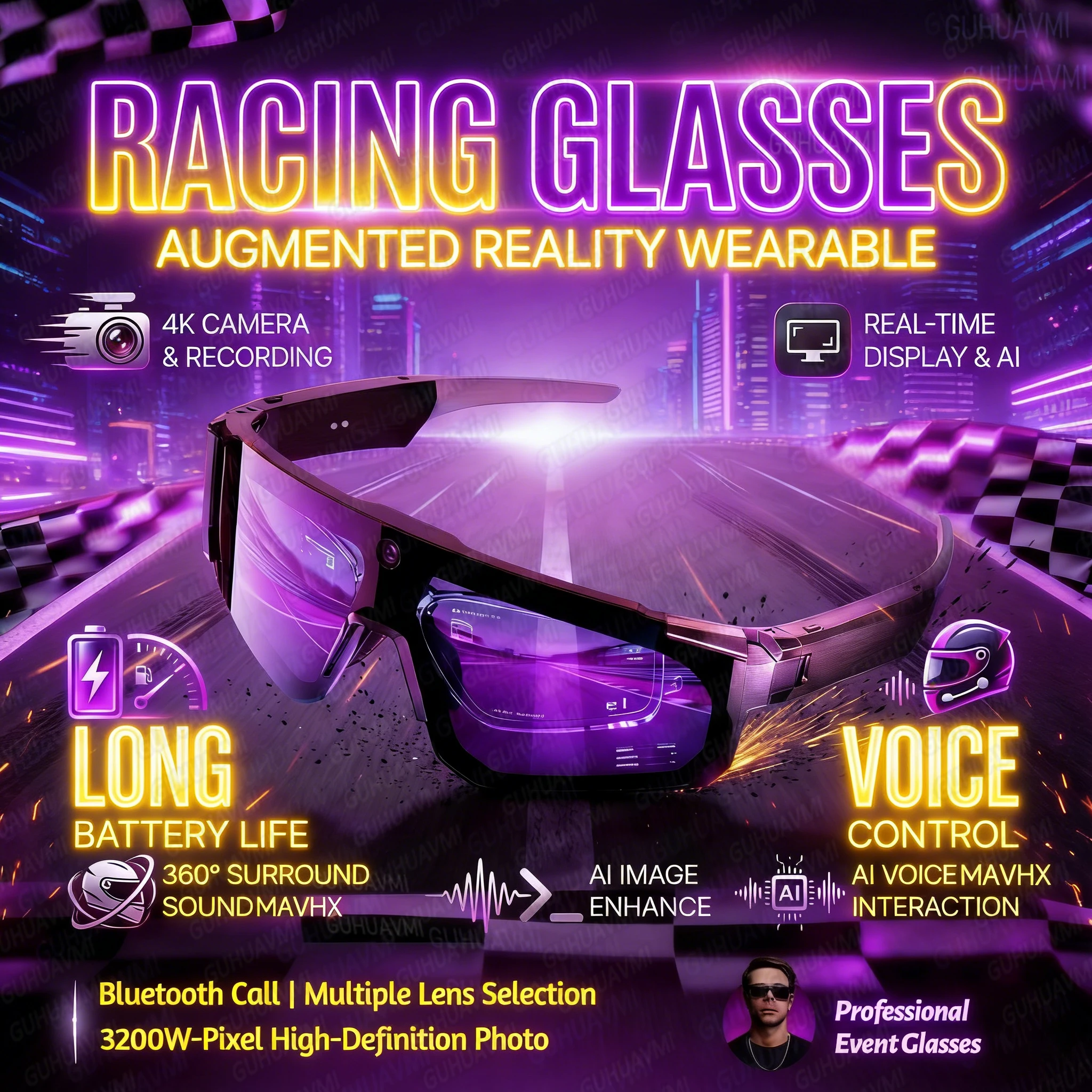 2026 AI Intelligent Glasses For Outdoor Cycling Windproof And Eye Protection Skiing Glasses High-definition Camera Photography