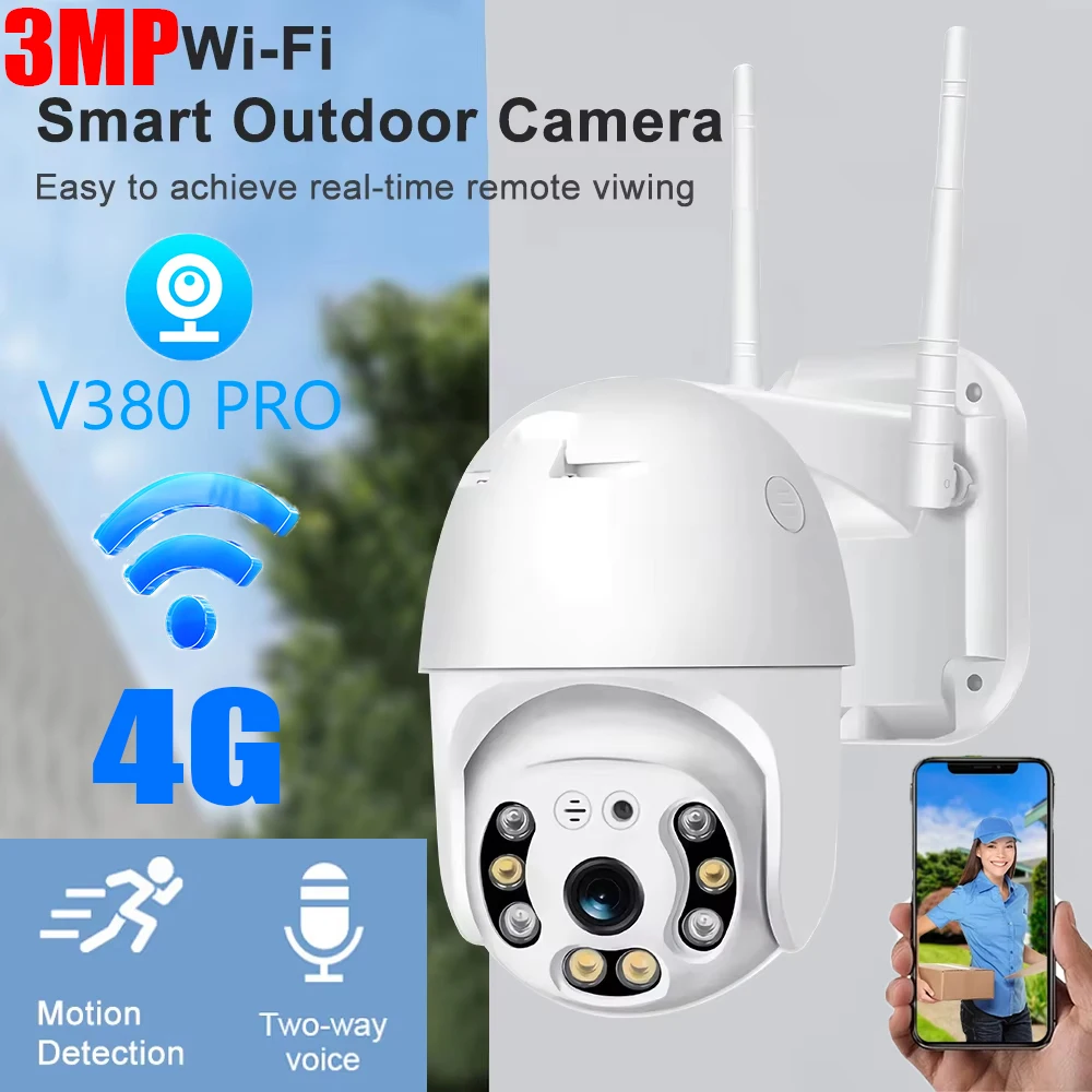 Leshine 3MP HD Lens 4G Mini Wireless Cameras Wifi Outdoor Camera Two-way Audio Full Color Night Vision Automatic Alarm