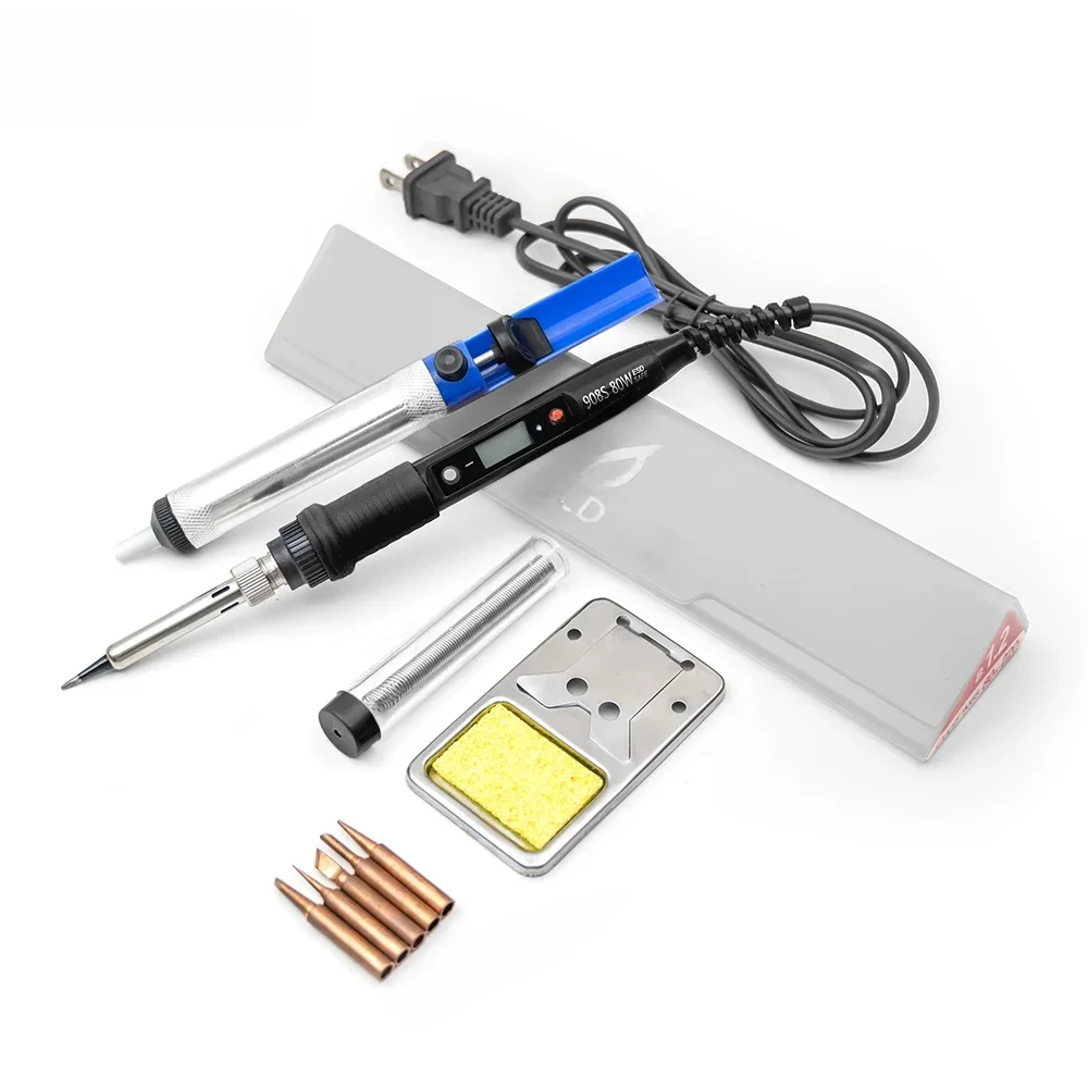JCD 80W cyfrowa lutownica elektryczna 908S regulacja temperatury 220V 110V wyświetlacz LCD grzejnik ceramiczny zestaw narzędzi do naprawy spawania — zdjęcie 2