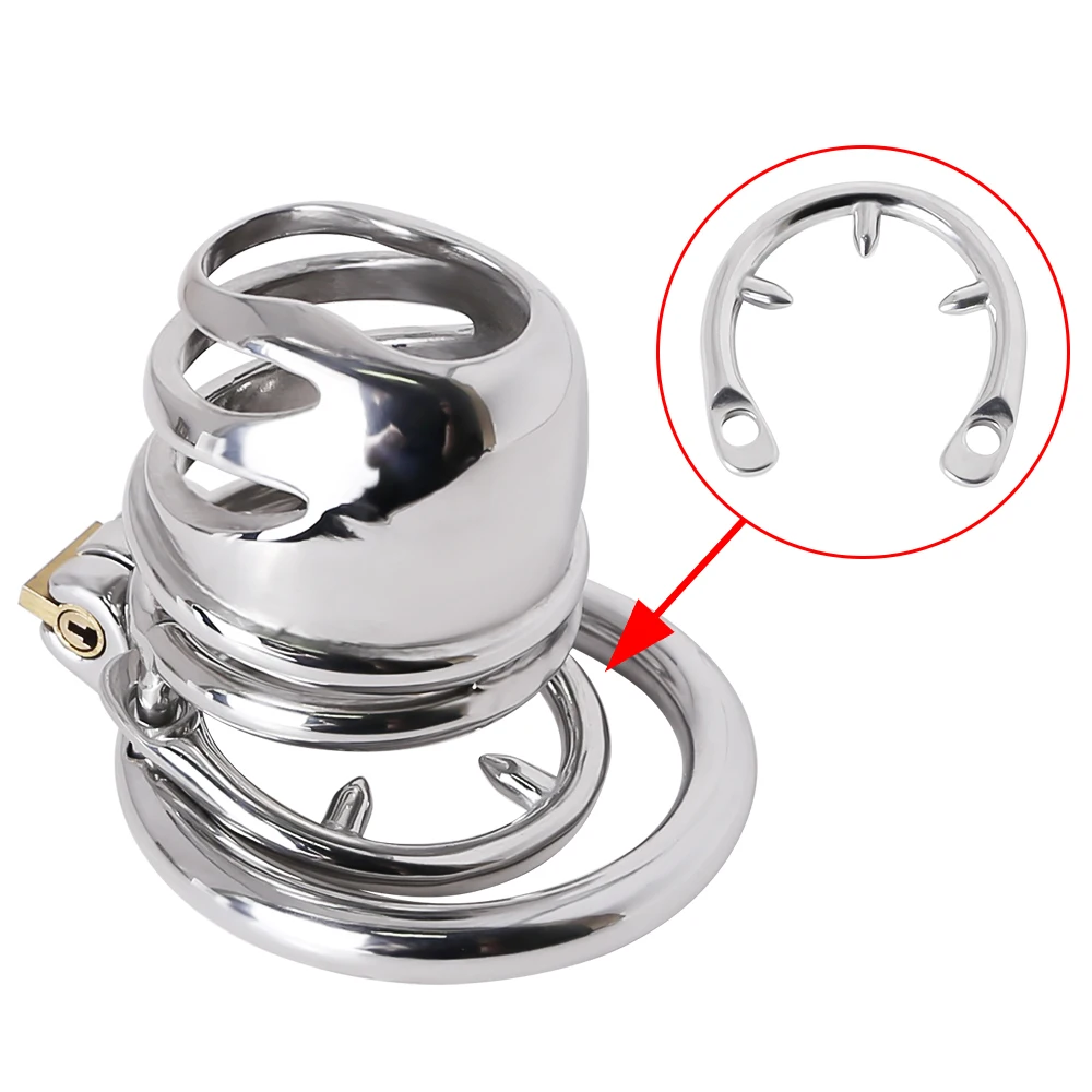 

Male Cock Cage Stainless Steel Chastity Device Hand-polished Penis Ring Cock Ring Cock Cages Trainer Belt Sex Toys For Men