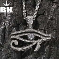 THE BLING KING Iced Eye of Horus Necklace For Men Big Zircon Stone Pave Ancient Egyptian Symbol Of Lucky Power Health CZ Jewelry
