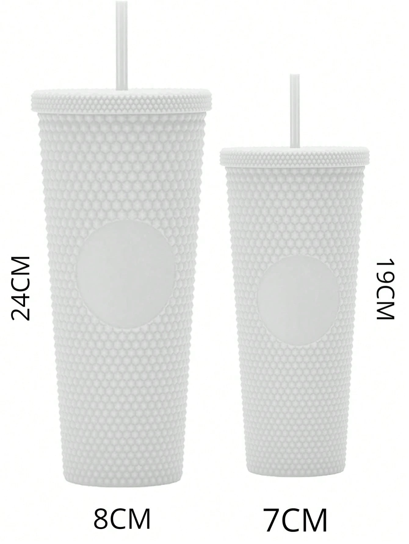 مجموعة من 2 كوب ترمس غير لامع للمشروبات الساخنة والباردة، كوب بقشة عصري #4