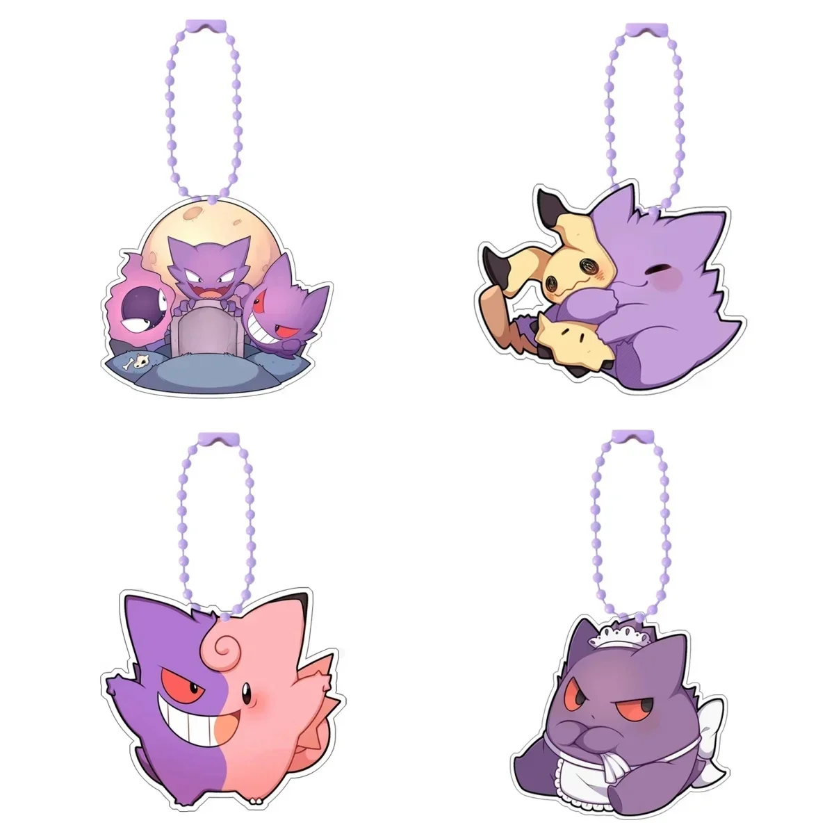 Pokemon Gengar Jigglypuff Gengar Mimikyu auto-contrôle acrylique dessin animé clé boucle pendentif Anime classiques jeu Collection jouets