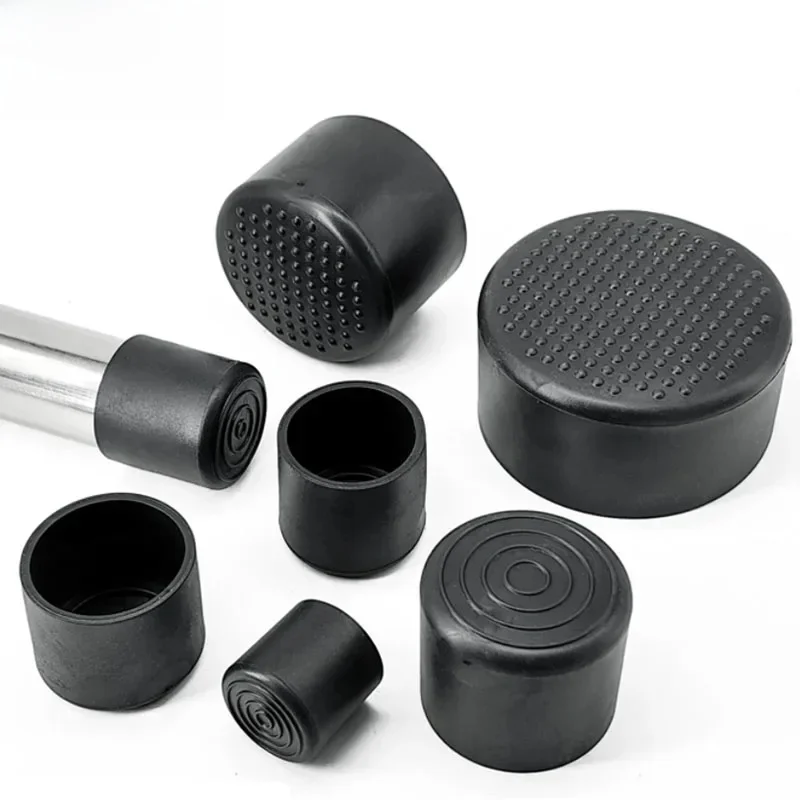 Capuchons Ronds Noirs en PVC pour Pieds de Chaise, Table, Meubles, Tuyau, Couvercle d'Extrémité de Tube, Protection du Sol, Coussin Antidérapant