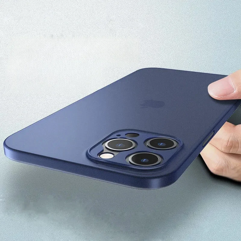 Durchscheinende, ultradünne, matte PC-Hülle für iPhone 11, 12, 13, 14, 15, 16 Pro Max 15 Plus, mattierte Handyhülle