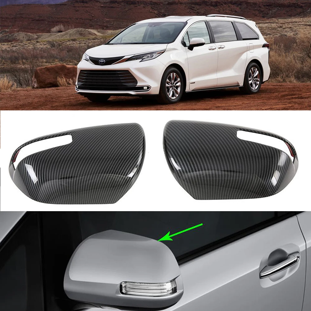 

Car Chrome Mirror Cover for Toyota Sienna XL30 XLE SE 2011~2020 2012 2013 2014 ABS Rearview Carbon Fiber Trim Set Cap Accessorie