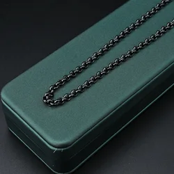 HIYEE Simple Fashion 2-5MM Wide Square BEADS NK Round Chain Necklaces for Men Women Stainless Steel Jewelry 45-70CM Length