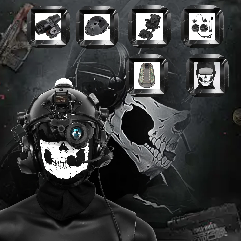 

Tactical helmet Realistic Scary Skull Ghost Mask - Full Face Skeleton Balaclava Halloween Costume, for War Games and Cosplay