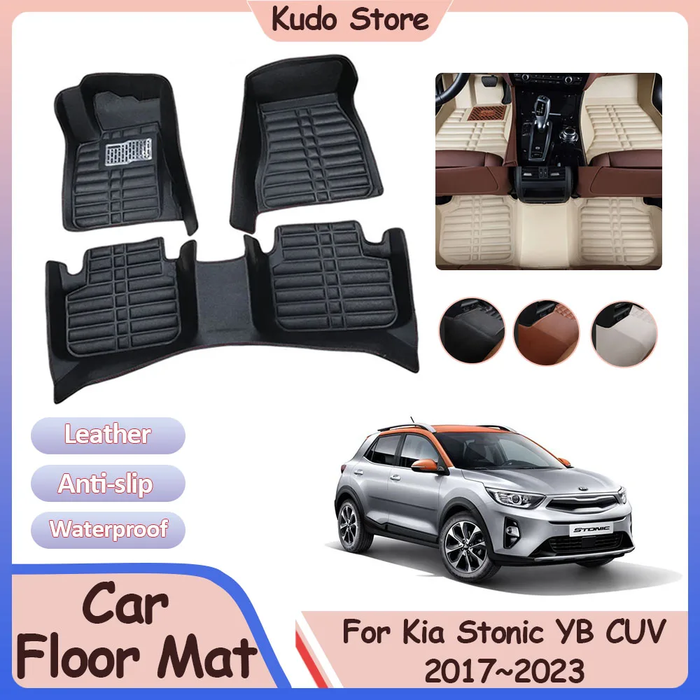 

Car Foot Parts for Kia Stonic YB CUV 2017~2023 2018 Custom Floor Mat Covers Leather Panel Liner Carpets Rug Interior Accessories