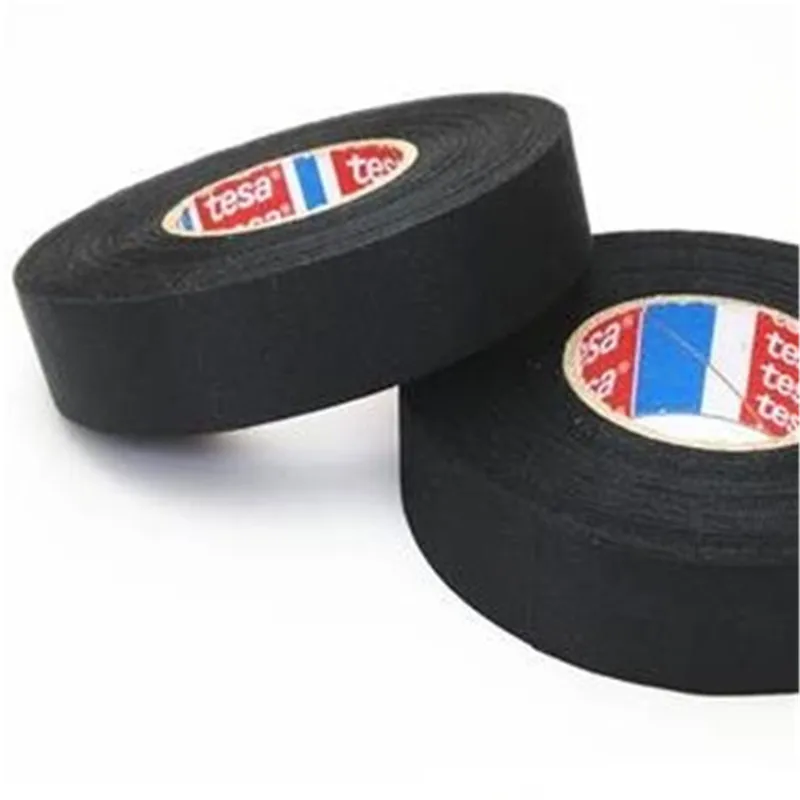 25M 9/19/25MM Tesa Heat-resistant Adhesive Cloth Fabric Tape For Automotive Cable Tape Harness Wiring Loom Electrical Heat Tape