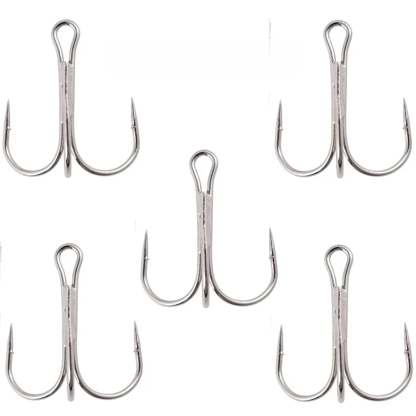 Hameçons triples de pêche aiguisés blancs, matériel de pêche au poisson, outils et accessoires, 10 pièces/boîte