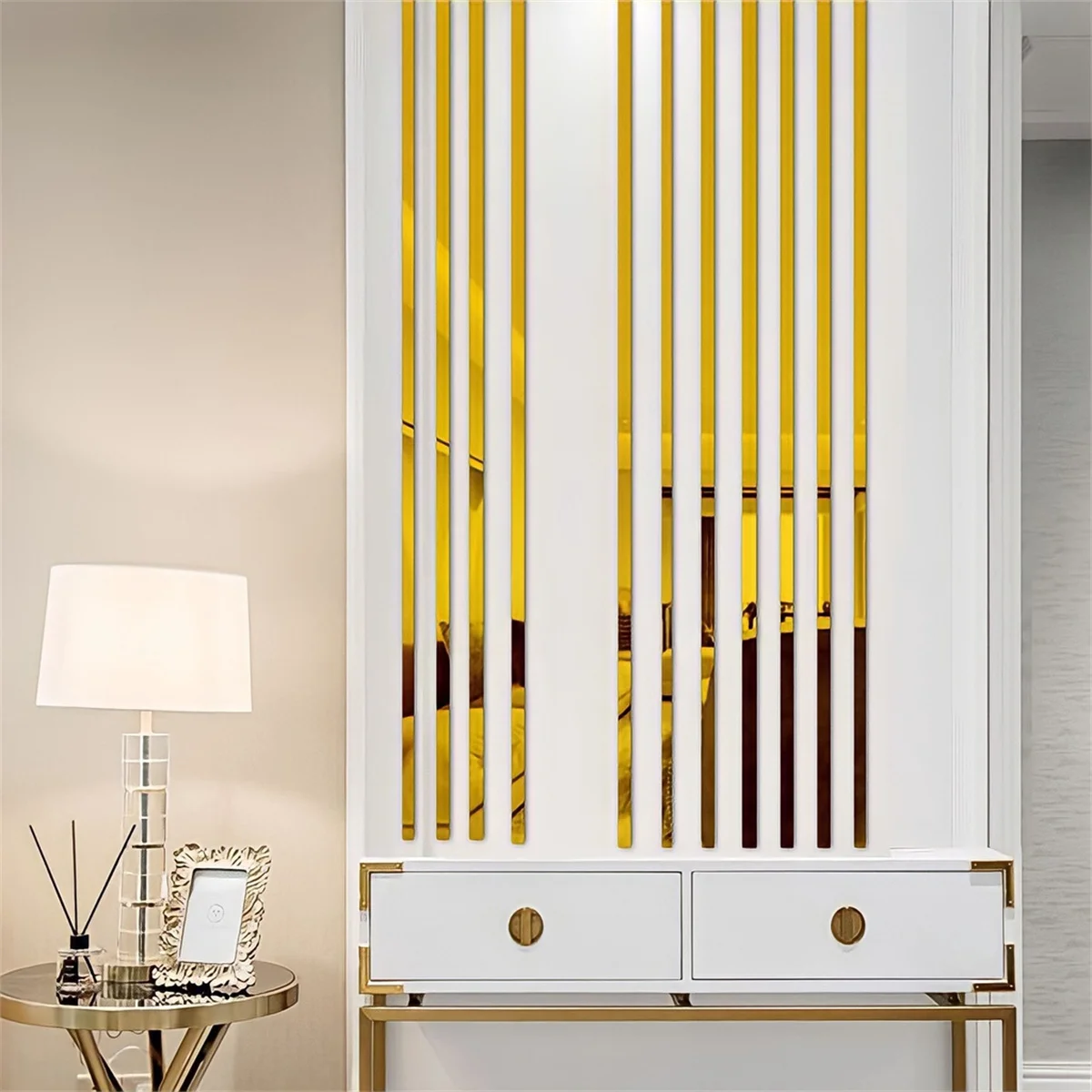 1 Rolle Gold Wanda uf kleber Edelstahl flache dekorative Linien Titan Wand Decke Rand Streifen Spiegel Wohnzimmer Dekoration