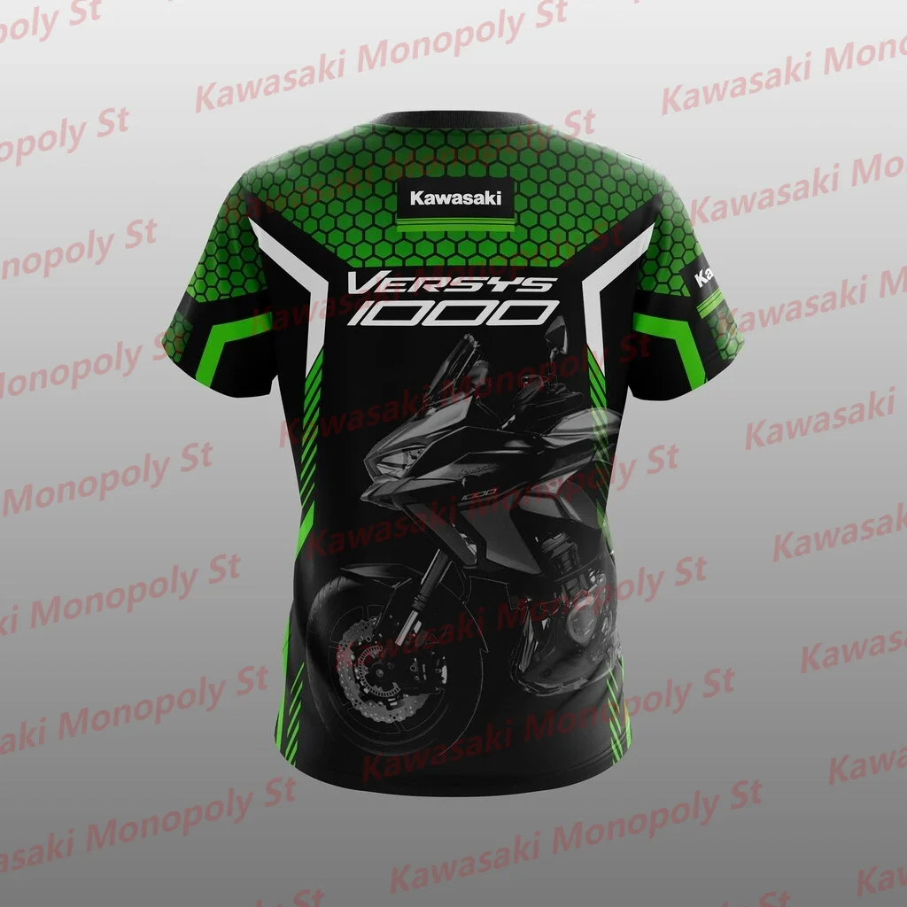 New Summer Kawasaki Versys 1000 Green Motorcycle Print Outdoor Racing Street Cool Men T-Shirt Kid/Adult Quick-Drying Training To