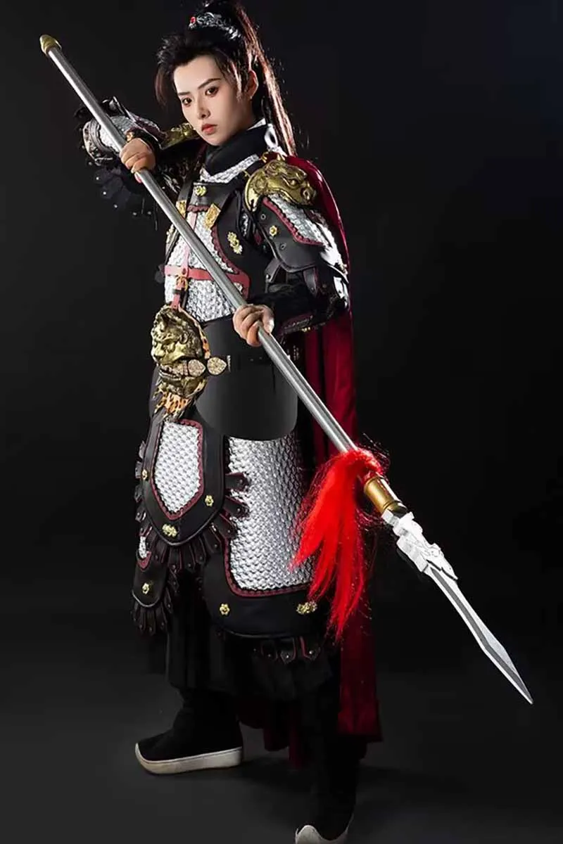 Chinesische Generäle Soldat Rüstung Outfit Unisex Cosplay Kostüm Imitation Metall PVC Rüstung