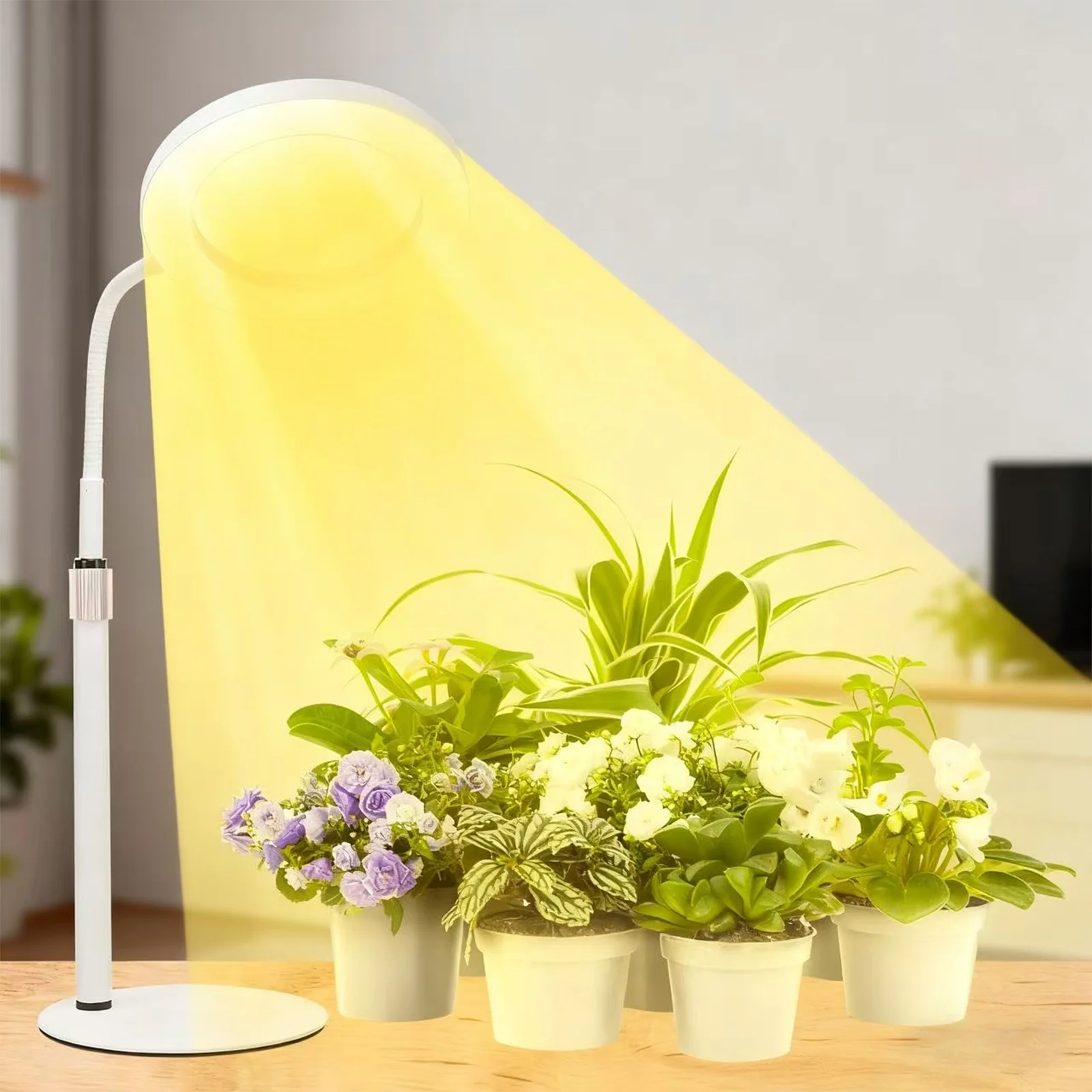 

Светильник для выращивания комнатных растений, белый настольный светильник полного спектра с металлическим основанием, 10 уровней регулировки яркости, регулируемая высота 13,7-24,2 дюйма