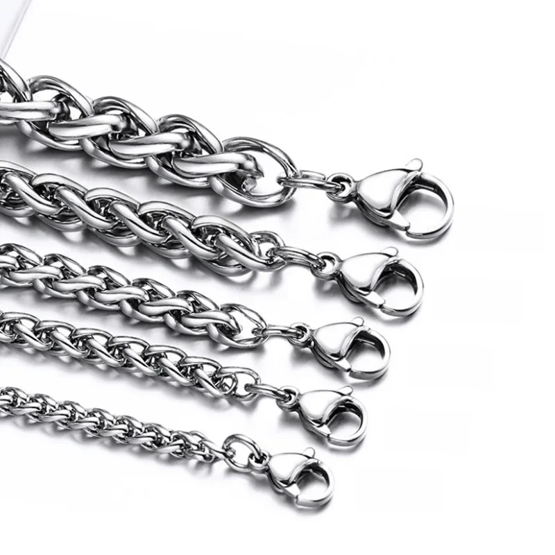 Naszyjnik ze stali nierdzewnej HNSP 3MM-8MM, skręcany łańcuszek typu rope, dla kobiet i mężczyzn, biżuteria na szyję. — zdjęcie 2