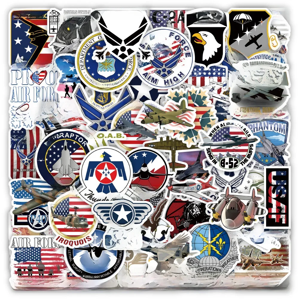 10/30/50PCS Autocollants de l'armée américaine Autocollants des Forces aériennes Jouet Graffiti Ordinateur portable Téléphone Ordinateur portable Voiture Étanche Hélicoptère Dessin animé Cool