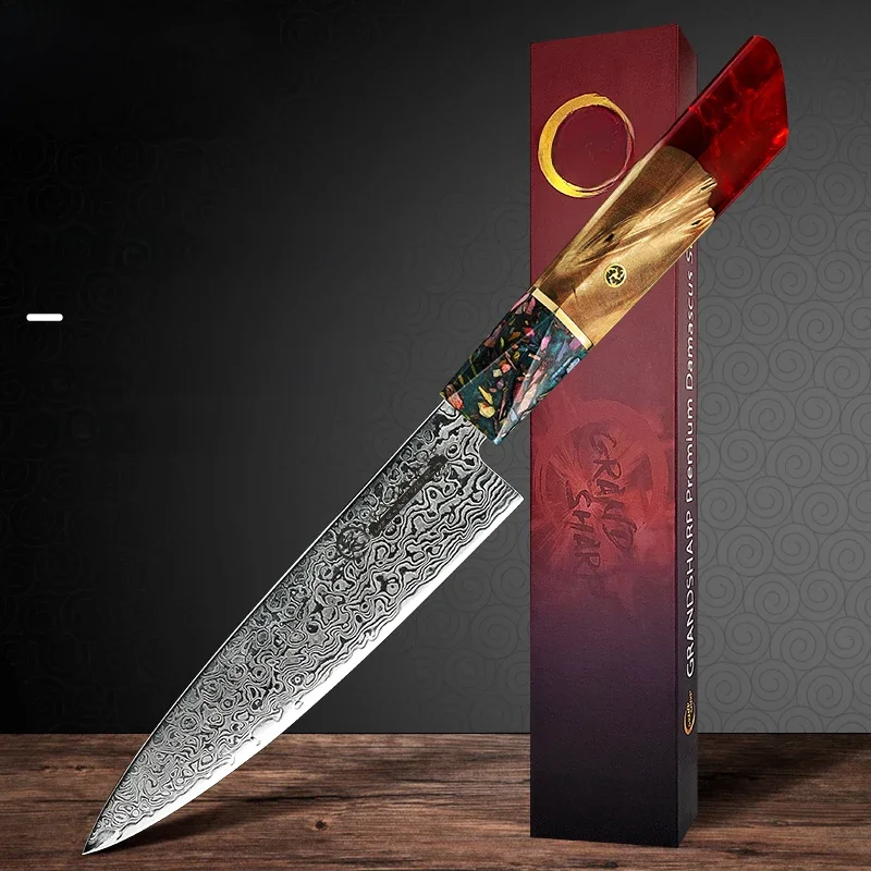 5,5 Zoll Allzweckmesser Japanischer Damast AUS-10 Stahl Küchenmesser Ultra Sharp High Carbon Fleischschneider Grandsharp