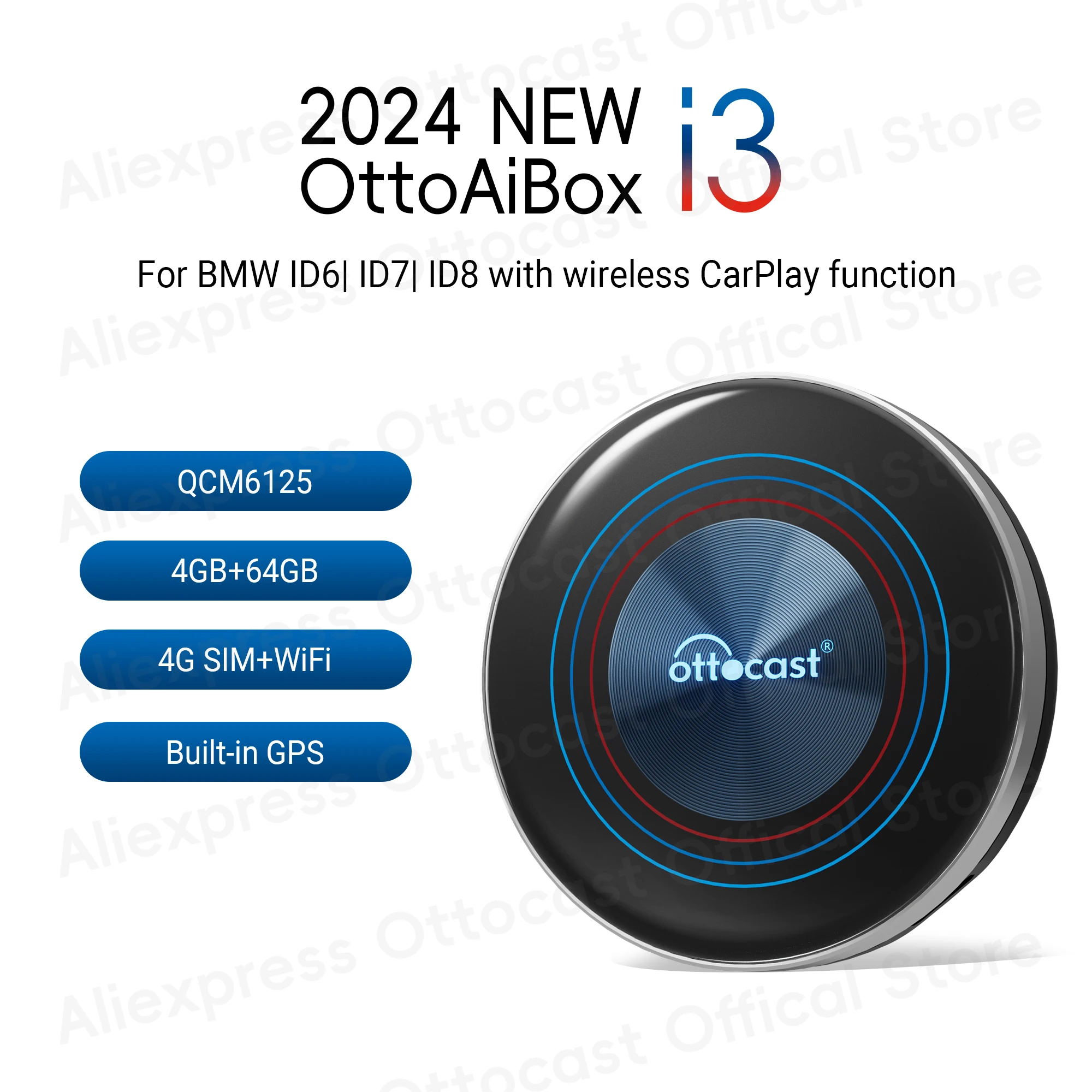 2024 New OTTOCAST OttoAiBox i3 Android AI Box Wireless TV Box for Mini HDMI for Spotify Netflix for BMW X3 X5 Car Accessories