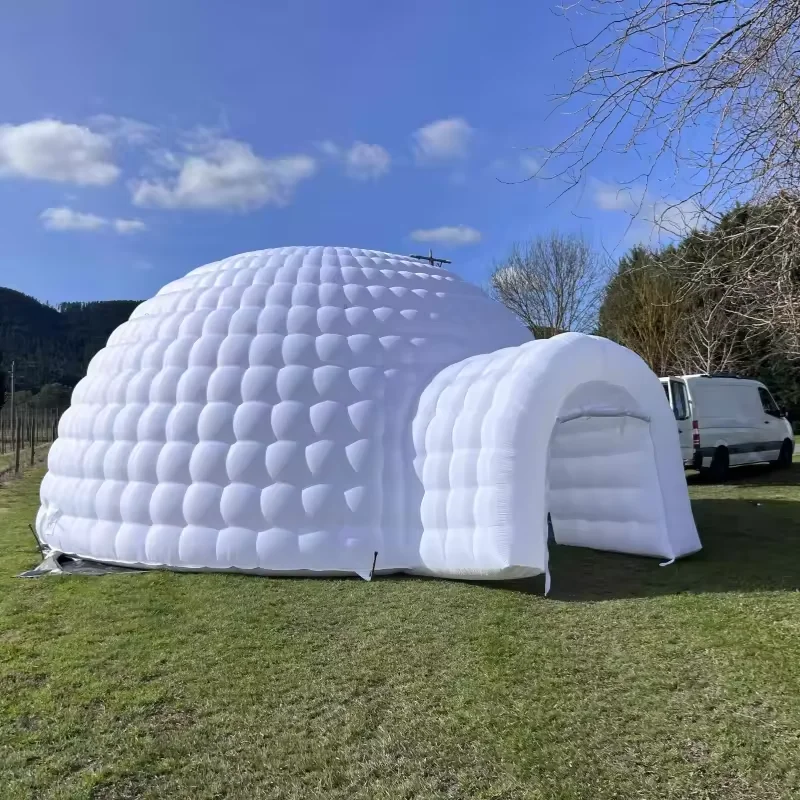 

Large Outdoor Garden Igloo Dome Tent Inflatable Nightclub With Bar Dome Tent with LED light For Party Wedding Event