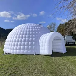 Large Outdoor Garden Igloo Dome Tent Inflatable Nightclub With Bar Dome Tent with LED light For Party Wedding Event